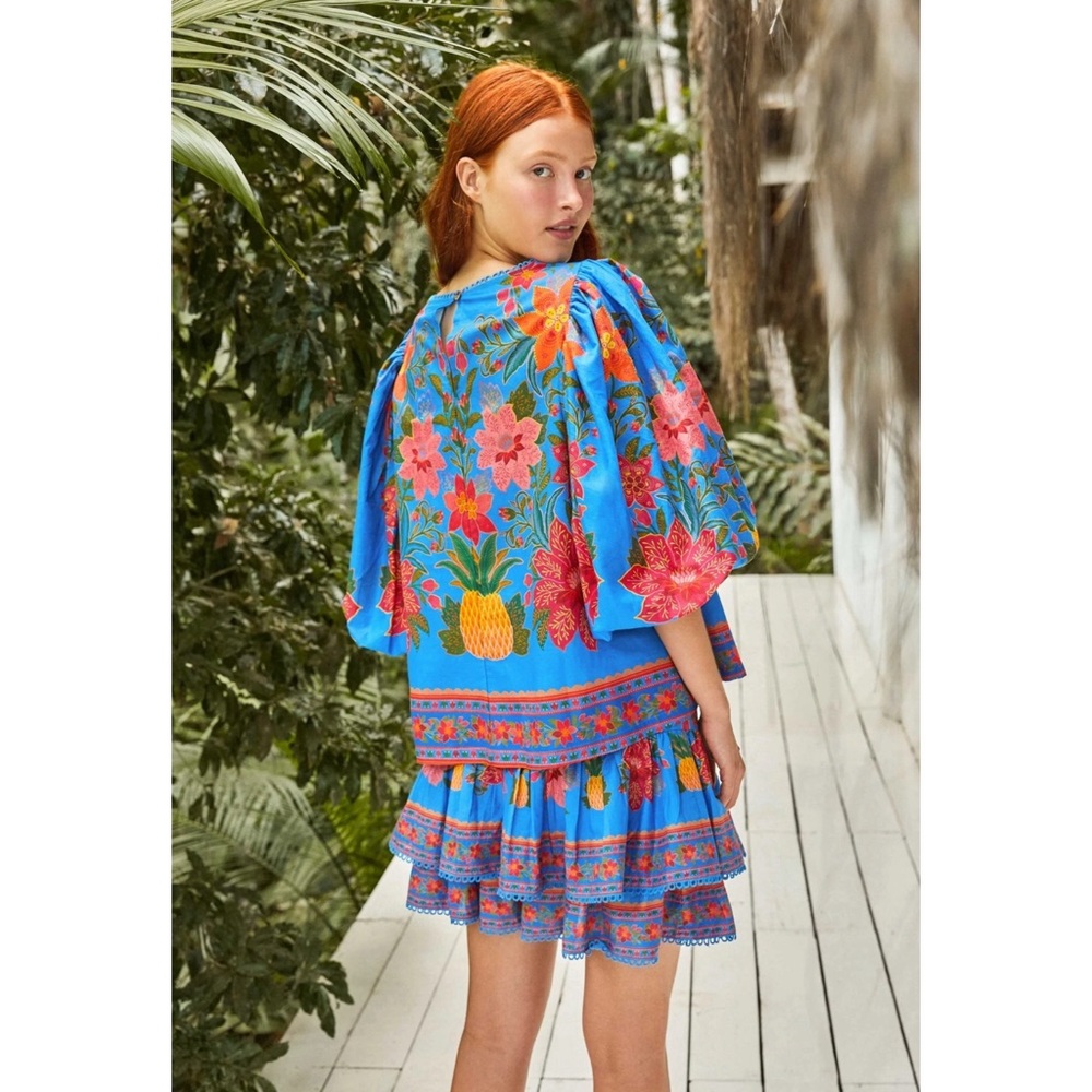 FARM Rio Blue Tropical Tapestry Mini Skirt NWT SZ XL - Picture 4 of 16